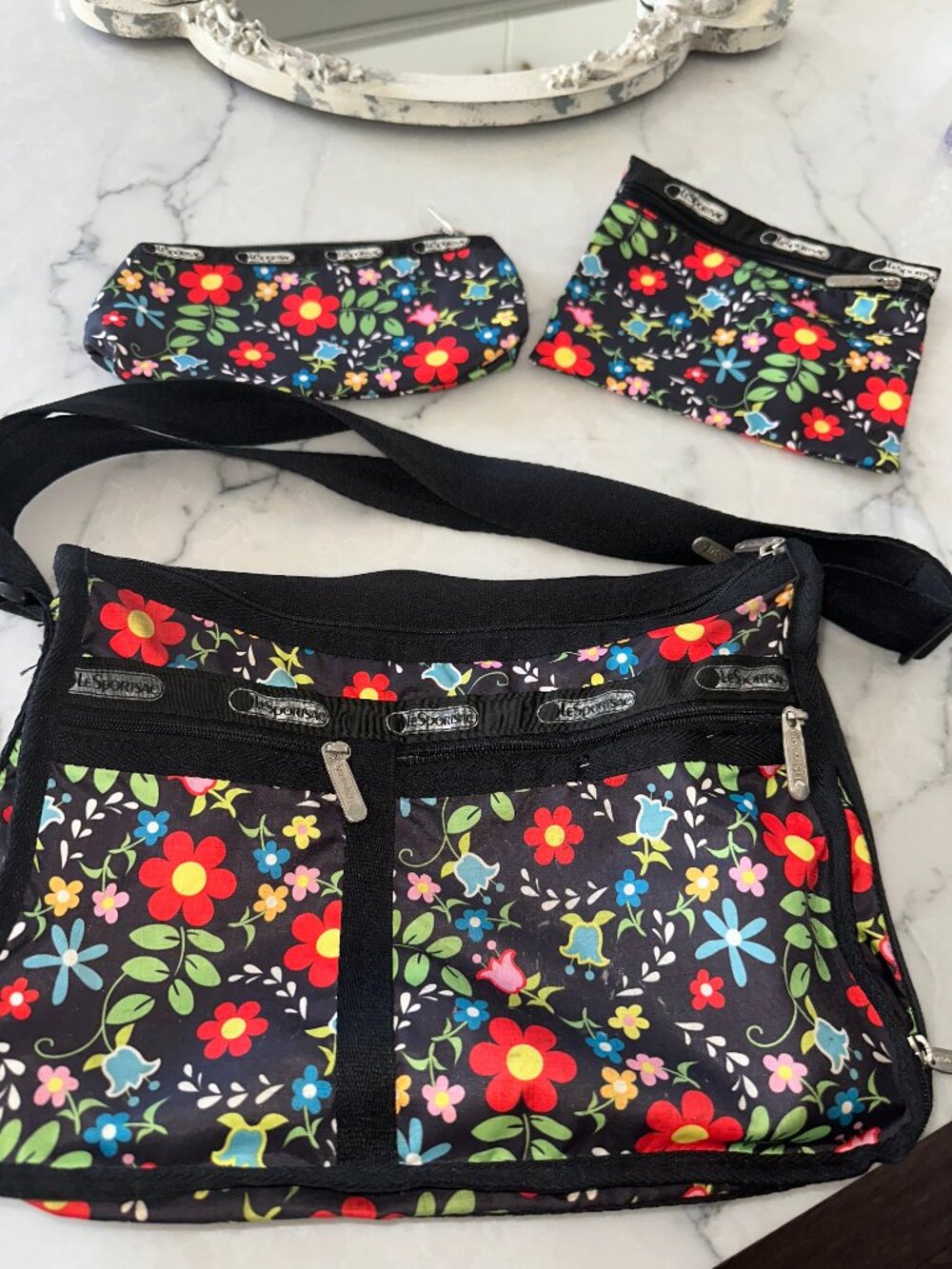 LeSportsac Floral Crossbody Bag with Matching Pouches